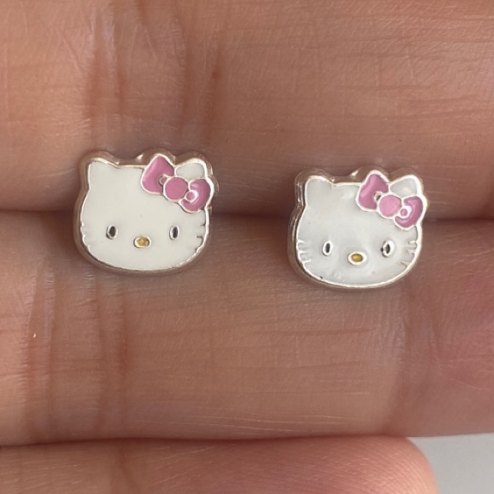 Sterling Silver 925 Hello Kitty Stud Earrings